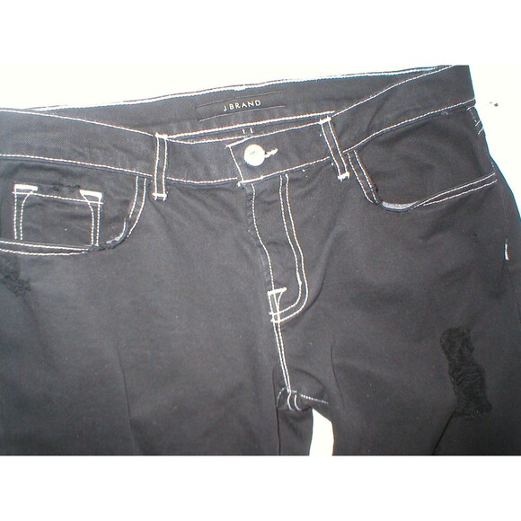 New J Brand Jeans Womens Black White Stitching Destroyed 28 Mid rise Skinny - Picture 1 of 7